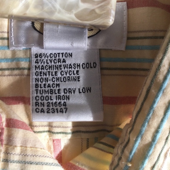 Talbots Button Down Long Sleeved Striped Stretch Blouse Size Medium - Picture 6 of 9